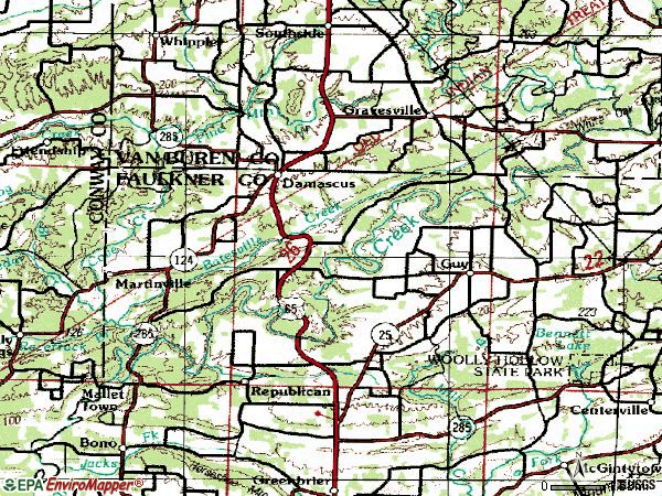 Zip code 72039 topographic map
