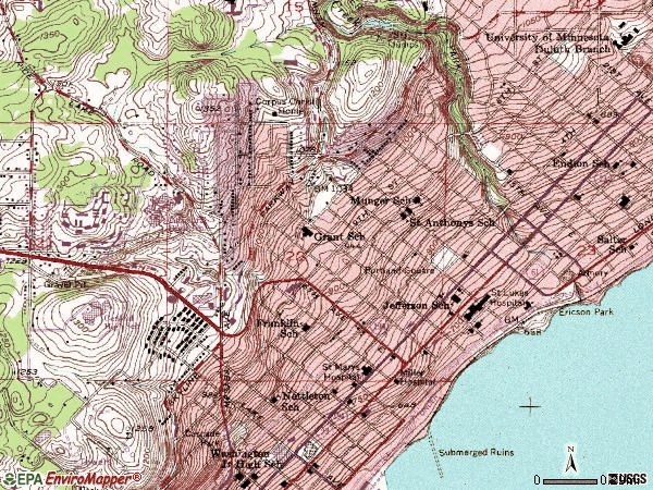 Zip code 55805 topographic map