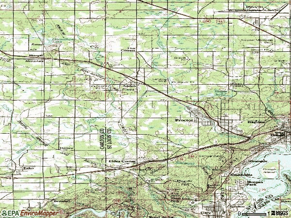 Zip code 55810 topographic map