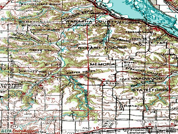 Zip code 55910 topographic map