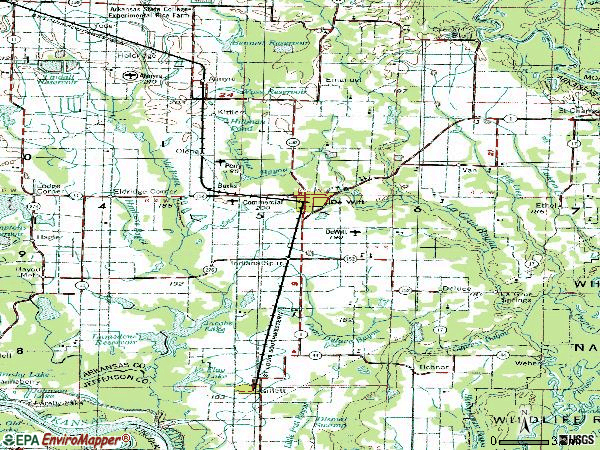 Zip code 72042 topographic map
