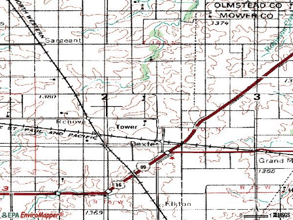 Zip code 55926 topographic map