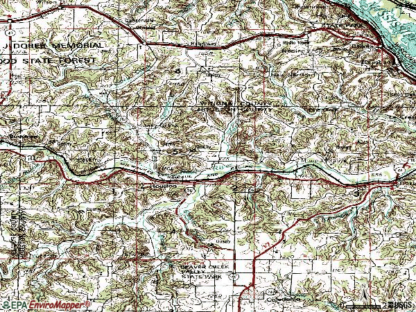 Zip code 55943 topographic map