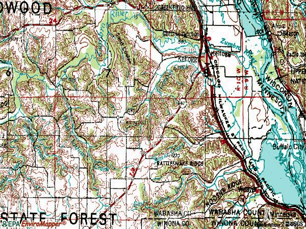 Zip code 55945 topographic map