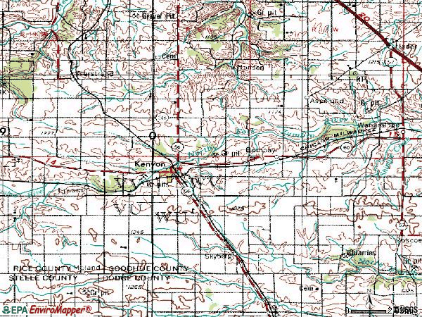 Zip code 55946 topographic map