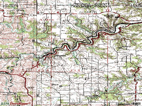 Zip code 55949 topographic map