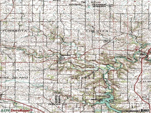 Zip code 55956 topographic map