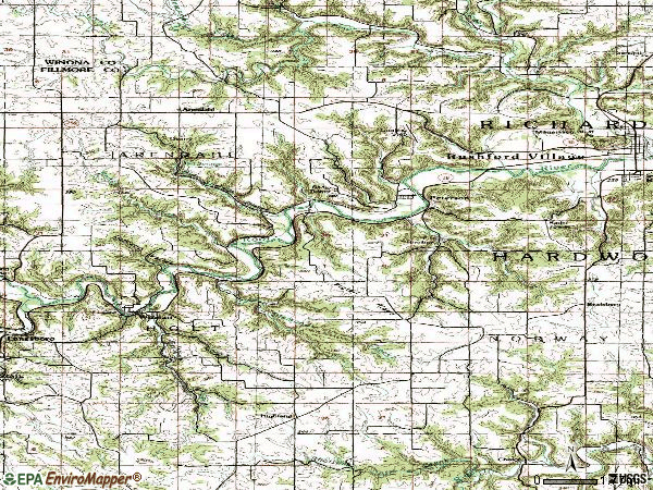 Zip code 55962 topographic map