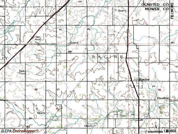 Zip code 55967 topographic map