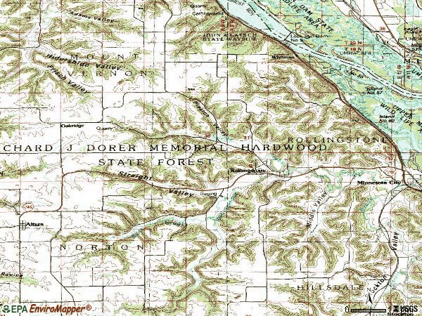Zip code 55969 topographic map