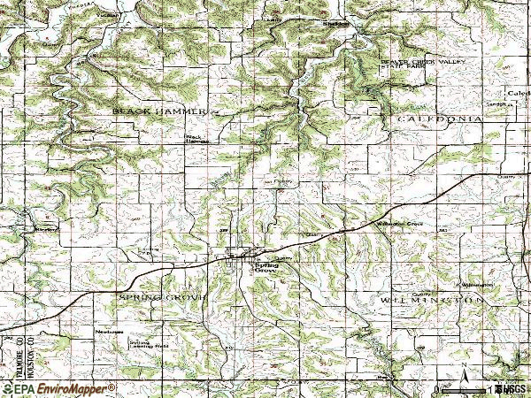 Zip code 55974 topographic map