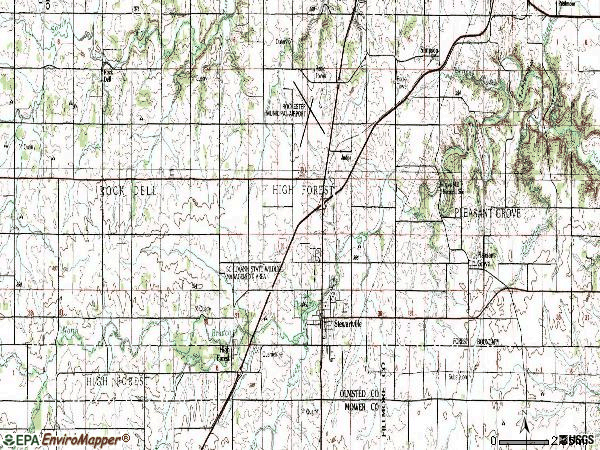 Zip code 55976 topographic map