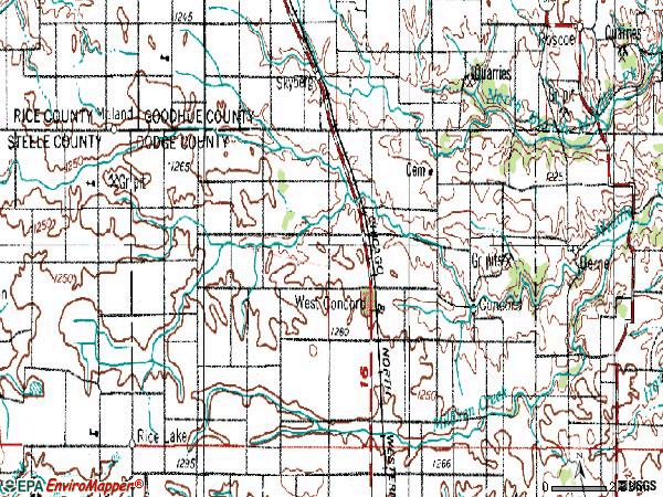 Zip code 55985 topographic map