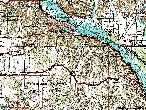 Zip code 55987 topographic map