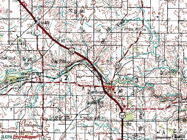 Zip code 55992 topographic map