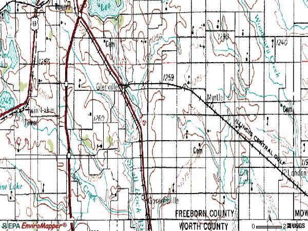 Zip code 56036 topographic map
