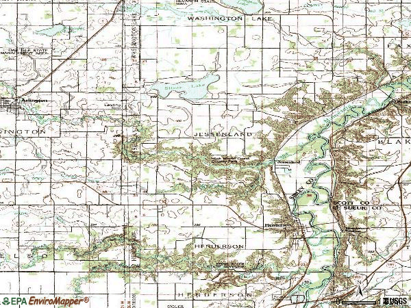 Zip code 56044 topographic map