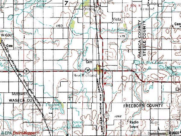 Zip code 56072 topographic map