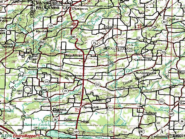Zip code 72058 topographic map