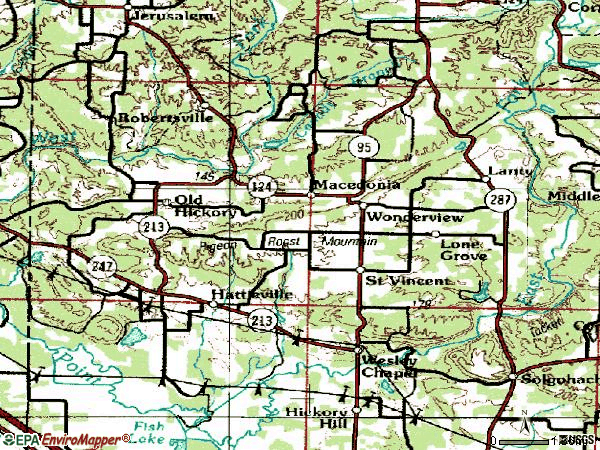 Zip code 72063 topographic map