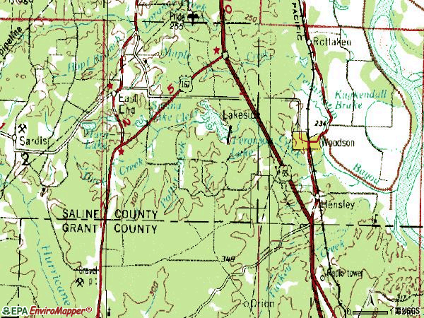 Zip code 72065 topographic map