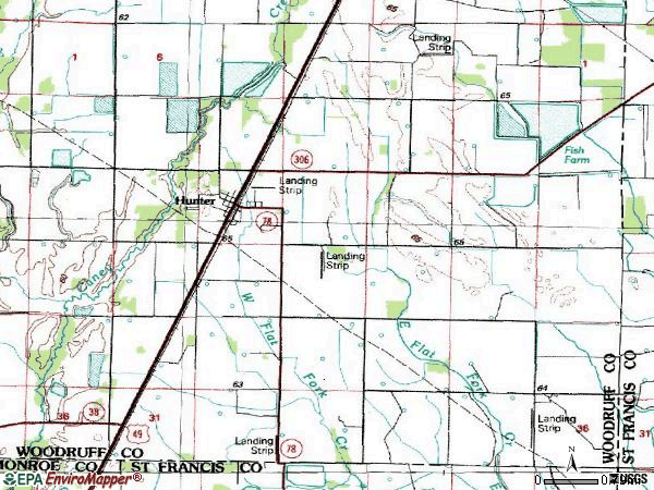 Zip code 72074 topographic map