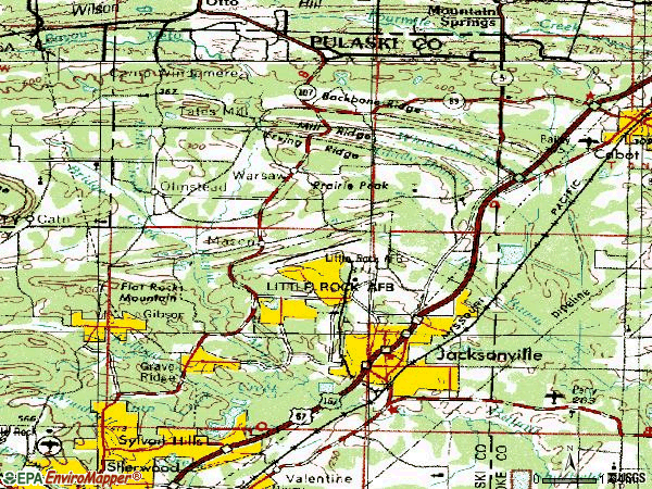 Zip code 72076 topographic map