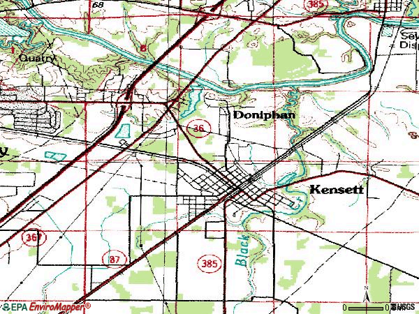 Zip code 72082 topographic map