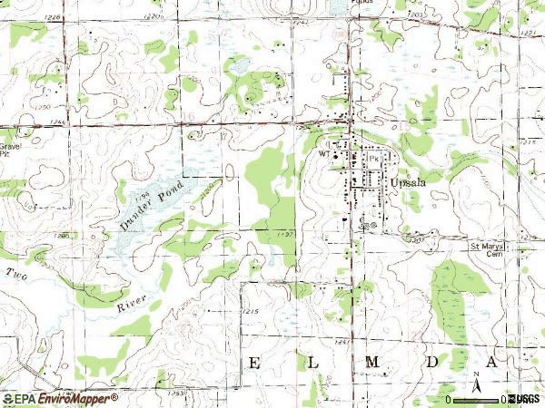 Zip code 56384 topographic map