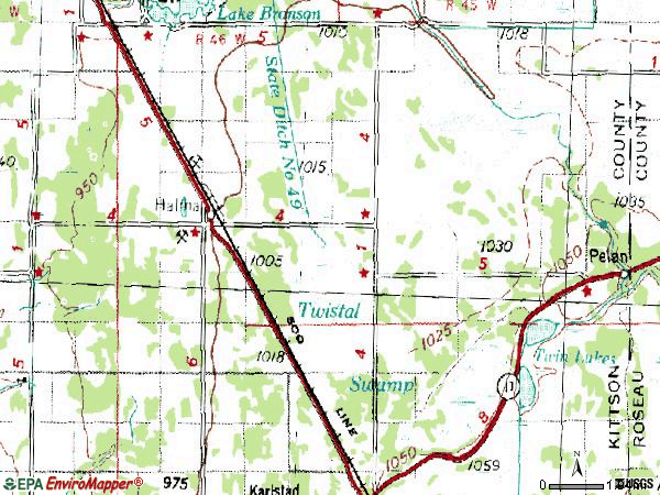 Zip code 56729 topographic map