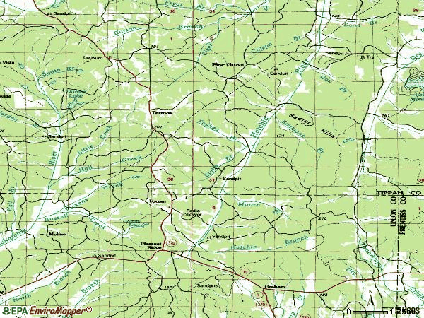 Zip code 38625 topographic map