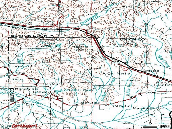 Zip code 38650 topographic map