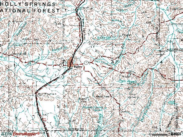 Zip code 38663 topographic map