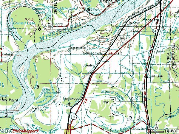 Zip code 38664 topographic map