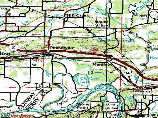Zip code 72127 topographic map