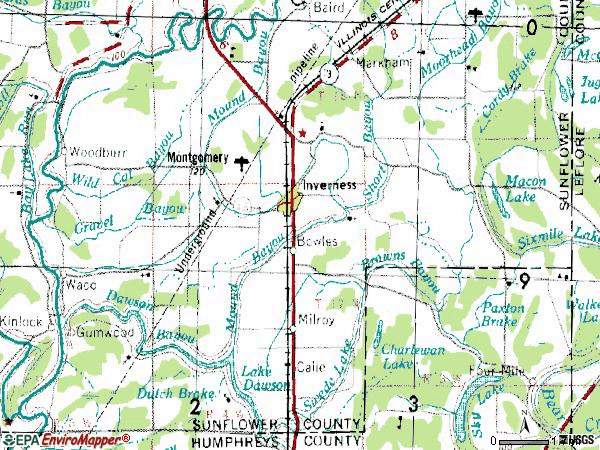 Zip code 38753 topographic map
