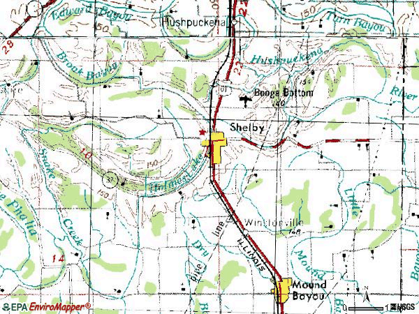 Zip code 38774 topographic map