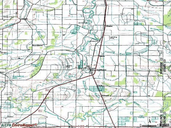 Zip code 38778 topographic map