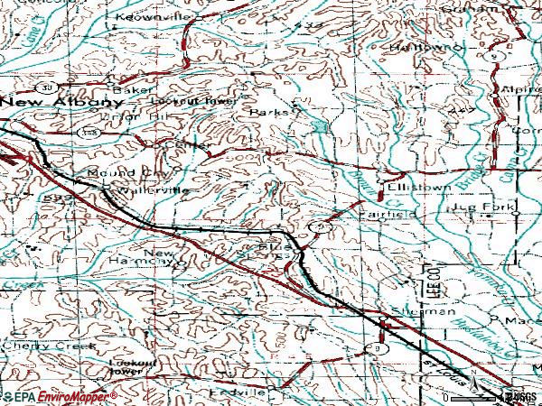 Zip code 38828 topographic map