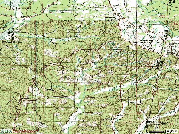 Zip code 38847 topographic map
