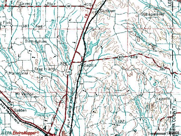 Zip code 38866 topographic map