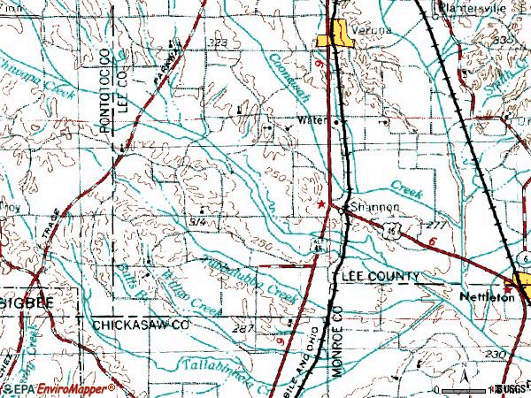 Zip code 38868 topographic map