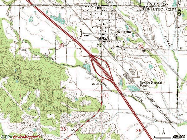 Zip code 38869 topographic map