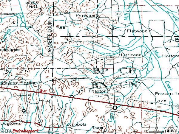 Zip code 38871 topographic map