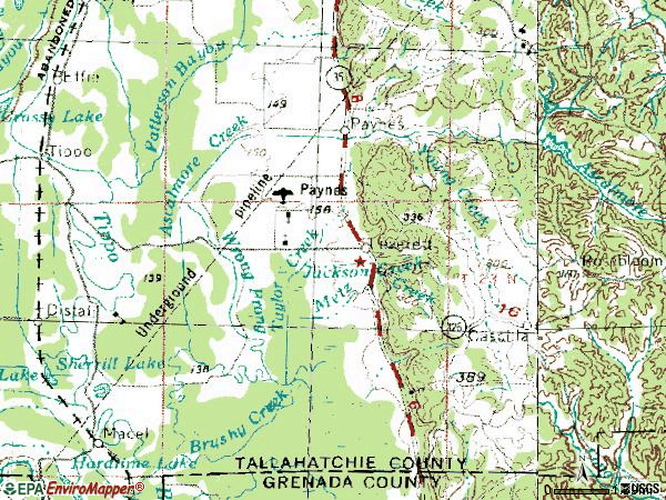 Zip code 38920 topographic map