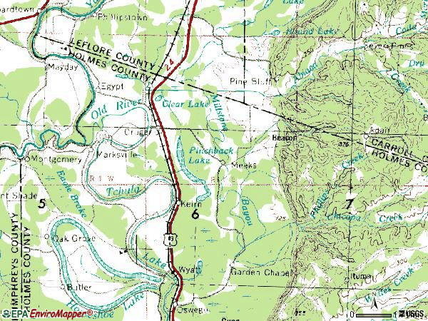 Zip code 38924 topographic map