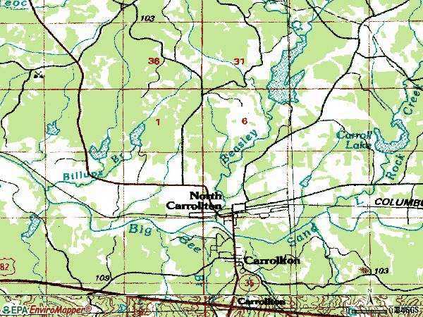 Zip code 38947 topographic map