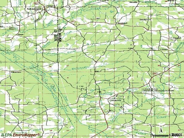 Zip code 39057 topographic map