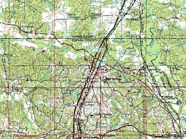 Zip code 39059 topographic map