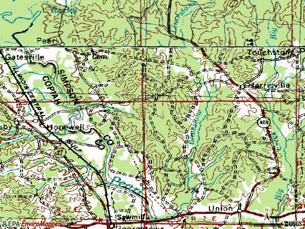 Zip code 39082 topographic map